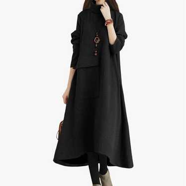 Black A-line long dress - image 1