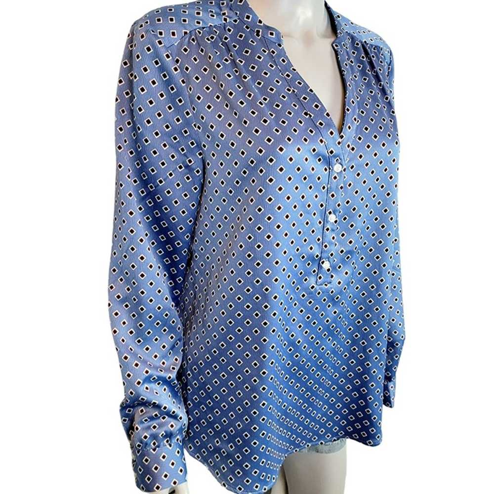 Vintage Y2K Mod Retro Shirt Top Women Medium Blue… - image 10