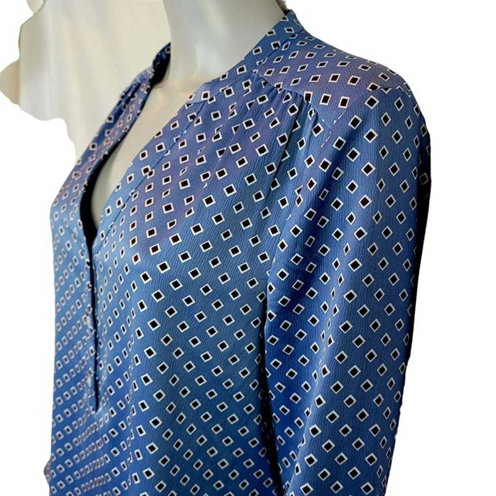 Vintage Y2K Mod Retro Shirt Top Women Medium Blue… - image 12