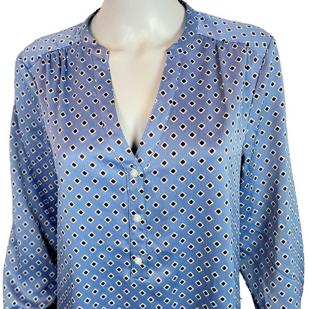 Vintage Y2K Mod Retro Shirt Top Women Medium Blue… - image 2