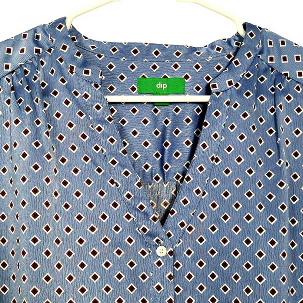 Vintage Y2K Mod Retro Shirt Top Women Medium Blue… - image 9