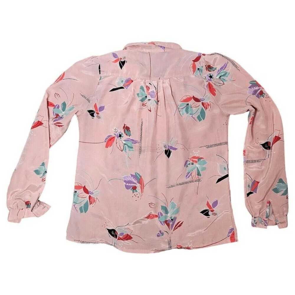 Womens Vintage 80s pink polyester long sleeve but… - image 2