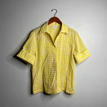 70s Vintage Yellow And White Button Up Size 18 - image 1