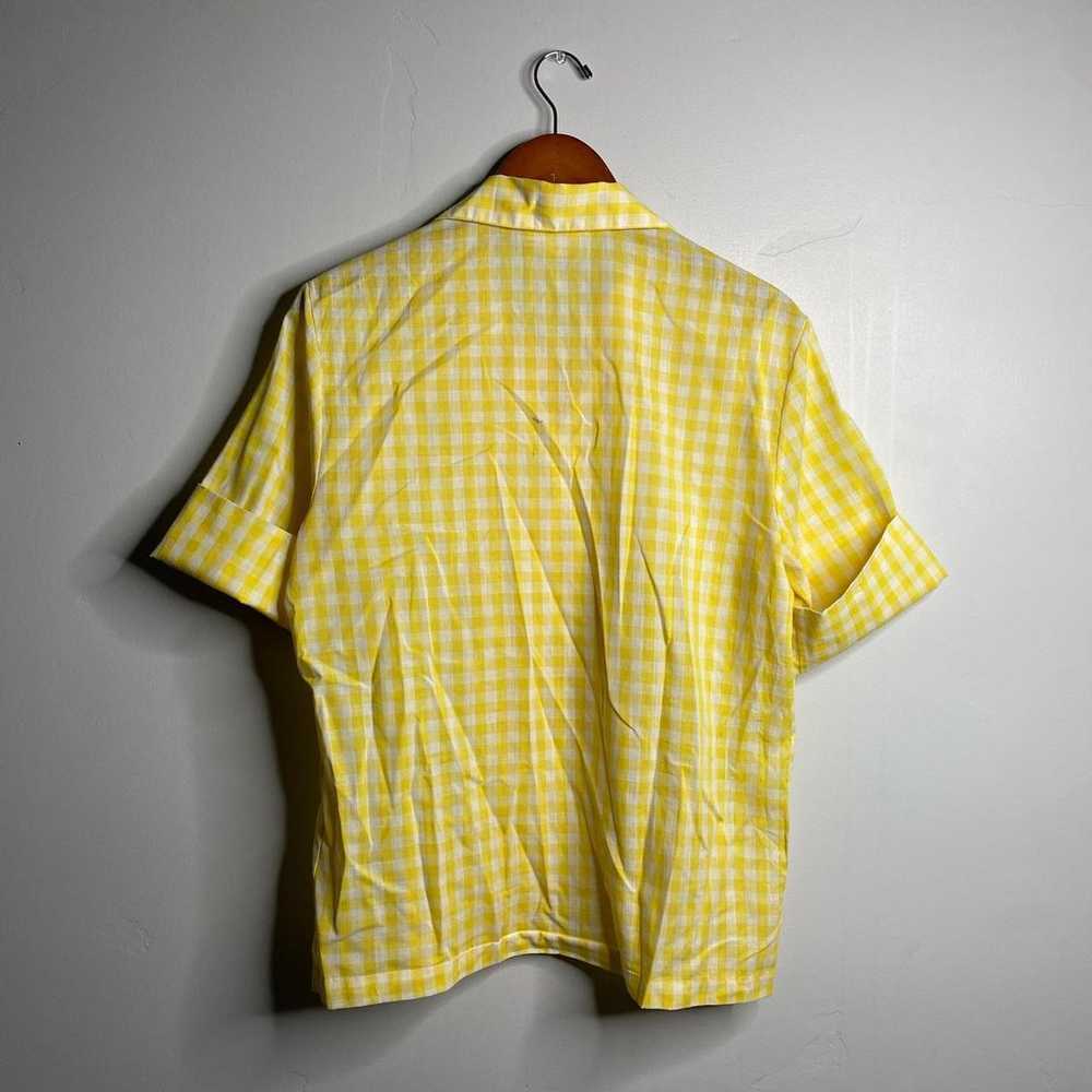 70s Vintage Yellow And White Button Up Size 18 - image 2