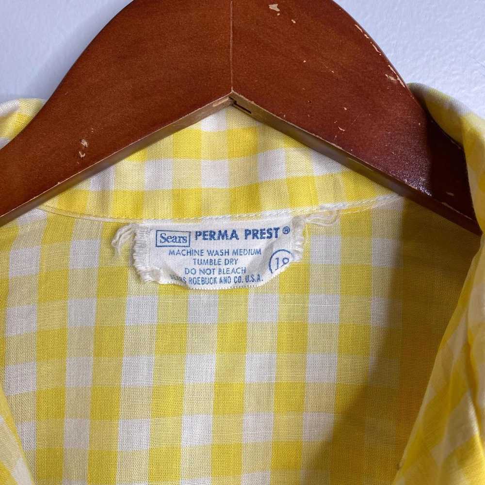 70s Vintage Yellow And White Button Up Size 18 - image 4