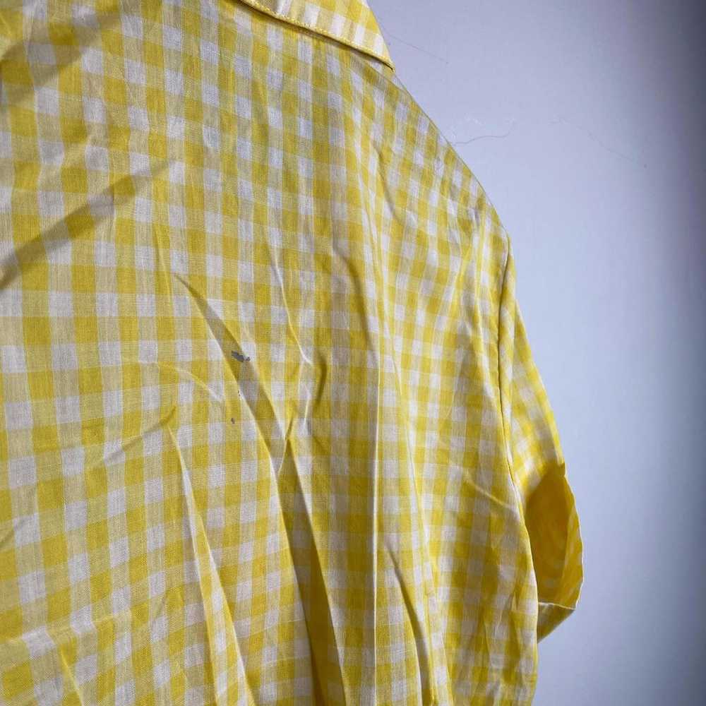 70s Vintage Yellow And White Button Up Size 18 - image 5