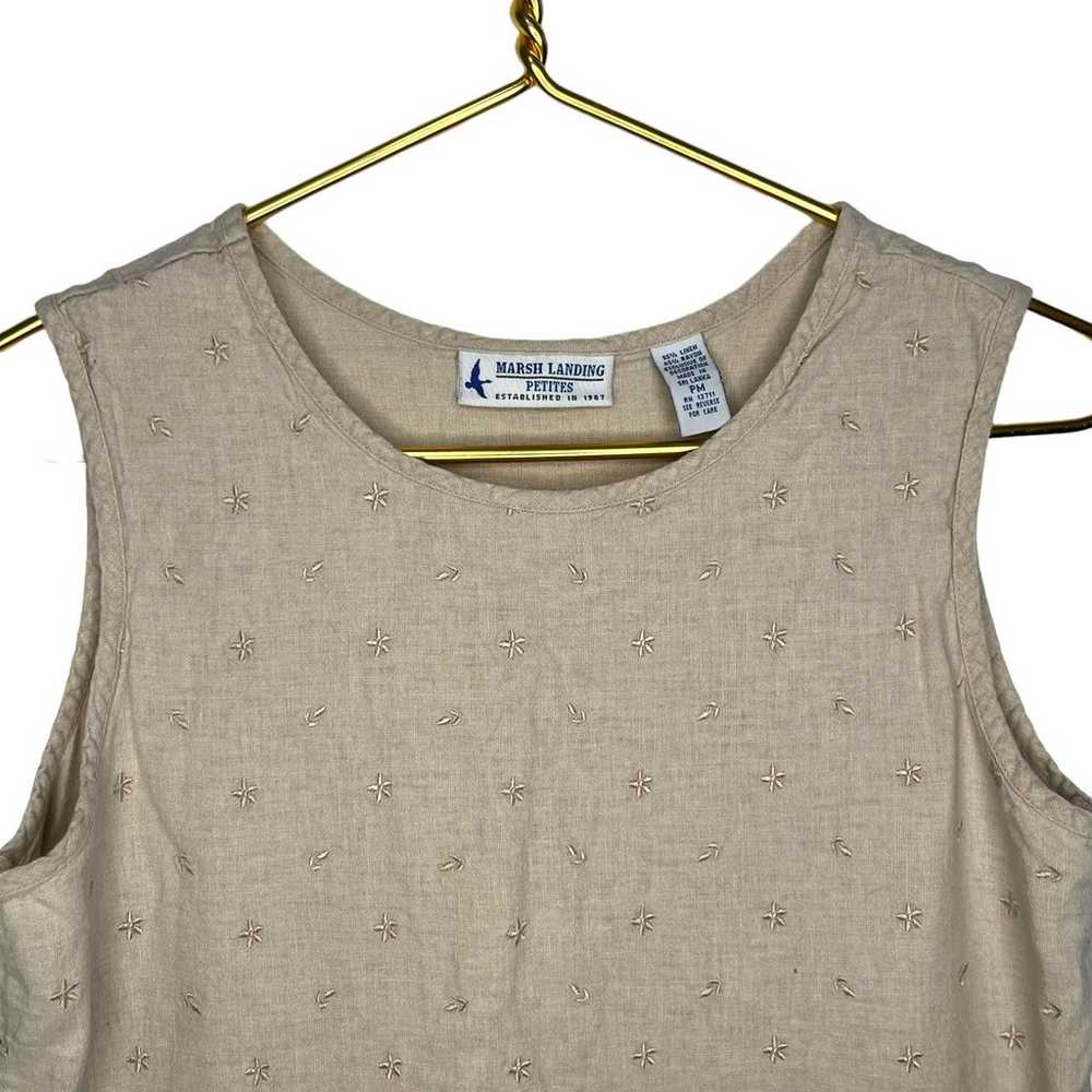 Vintage Marsh Landing Sleeveless Shirt Linen Beig… - image 7