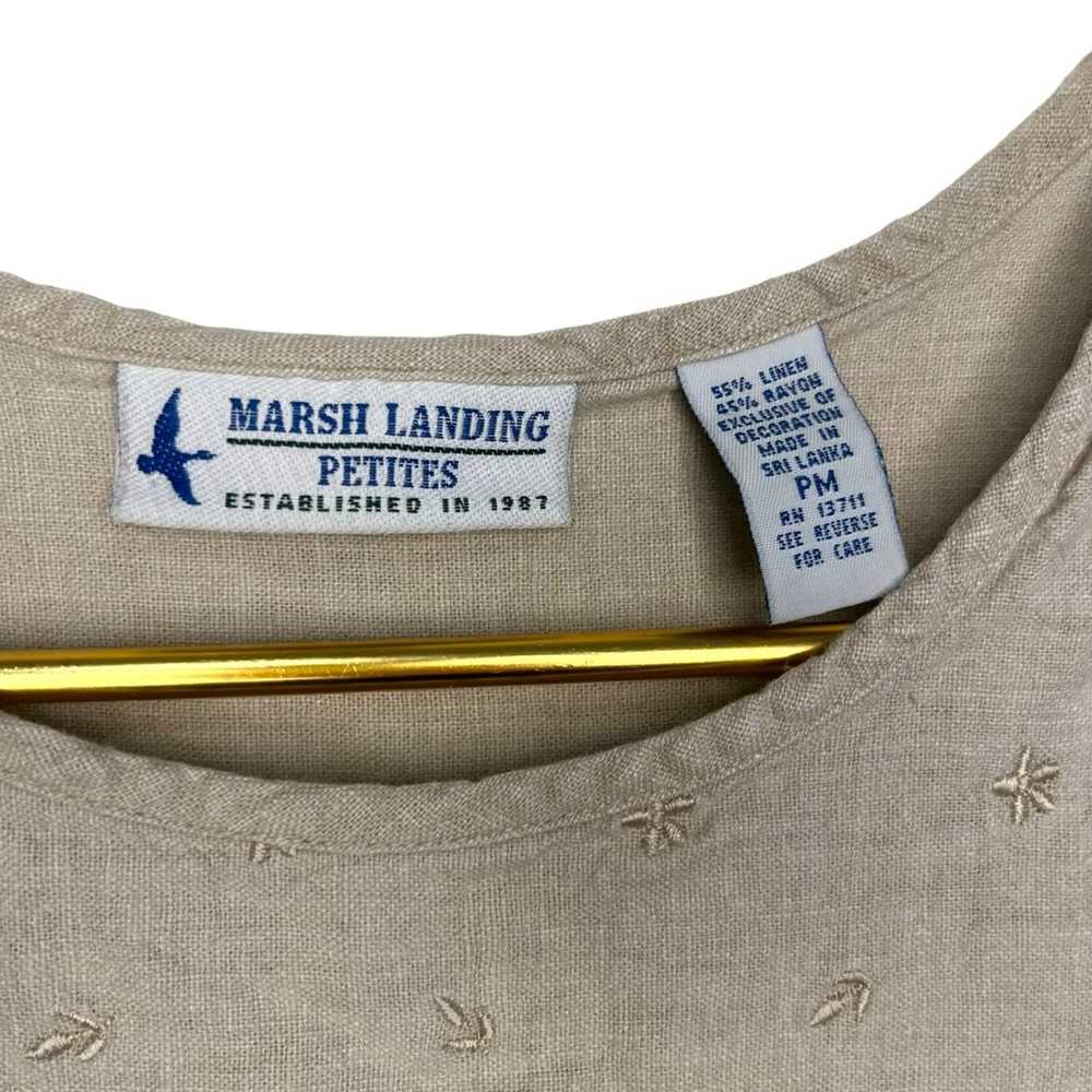 Vintage Marsh Landing Sleeveless Shirt Linen Beig… - image 8