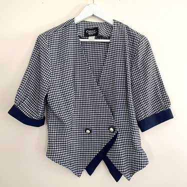 Vintage Carole Wren Blue Gingham Blazer Jacket Siz