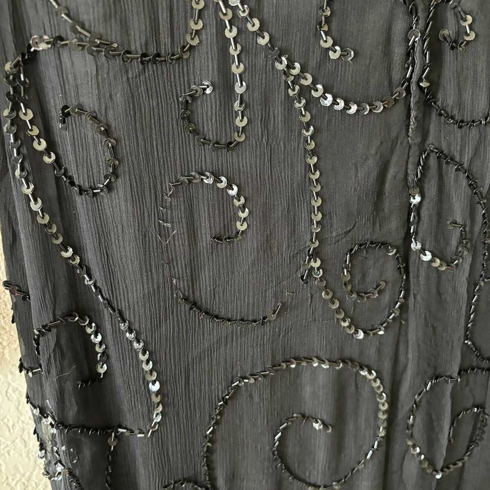 Moonlight Vintage 100% silk beaded dress M - image 8