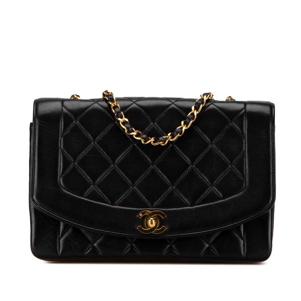 Black Chanel Medium Lambskin Diana Flap Crossbody… - image 1