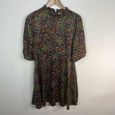 Melloday Vintage High Ruffle Neck Paisley Dress