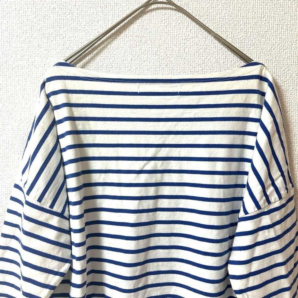 Relvie Border T-shirt Cut Sew Boat Neck 3/4 Sleev… - image 7