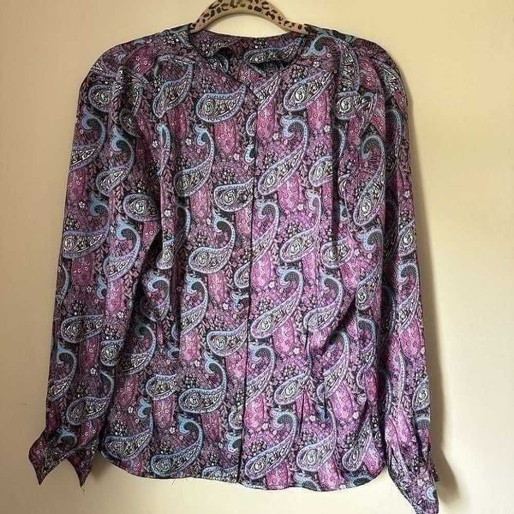 Vintage Tess Paris Milano Purple/Pink Paisley Pri… - image 10