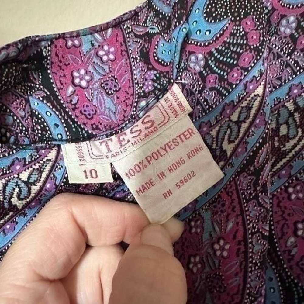 Vintage Tess Paris Milano Purple/Pink Paisley Pri… - image 11