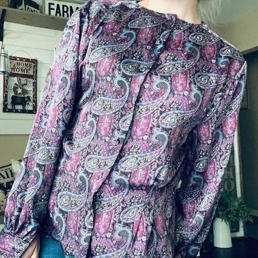 Vintage Tess Paris Milano Purple/Pink Paisley Pri… - image 7