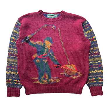 90s american eagle fly fishing shetland wool sweat