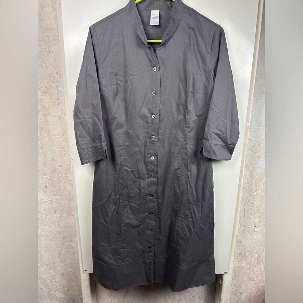 Garnet hill grey long sleeve button front shirt d… - image 1