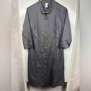 Garnet hill grey long sleeve button front shirt d… - image 1