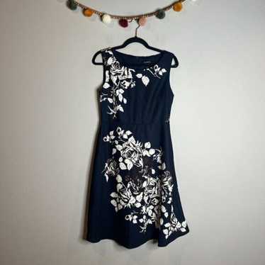 Talbots navy blue floral dress