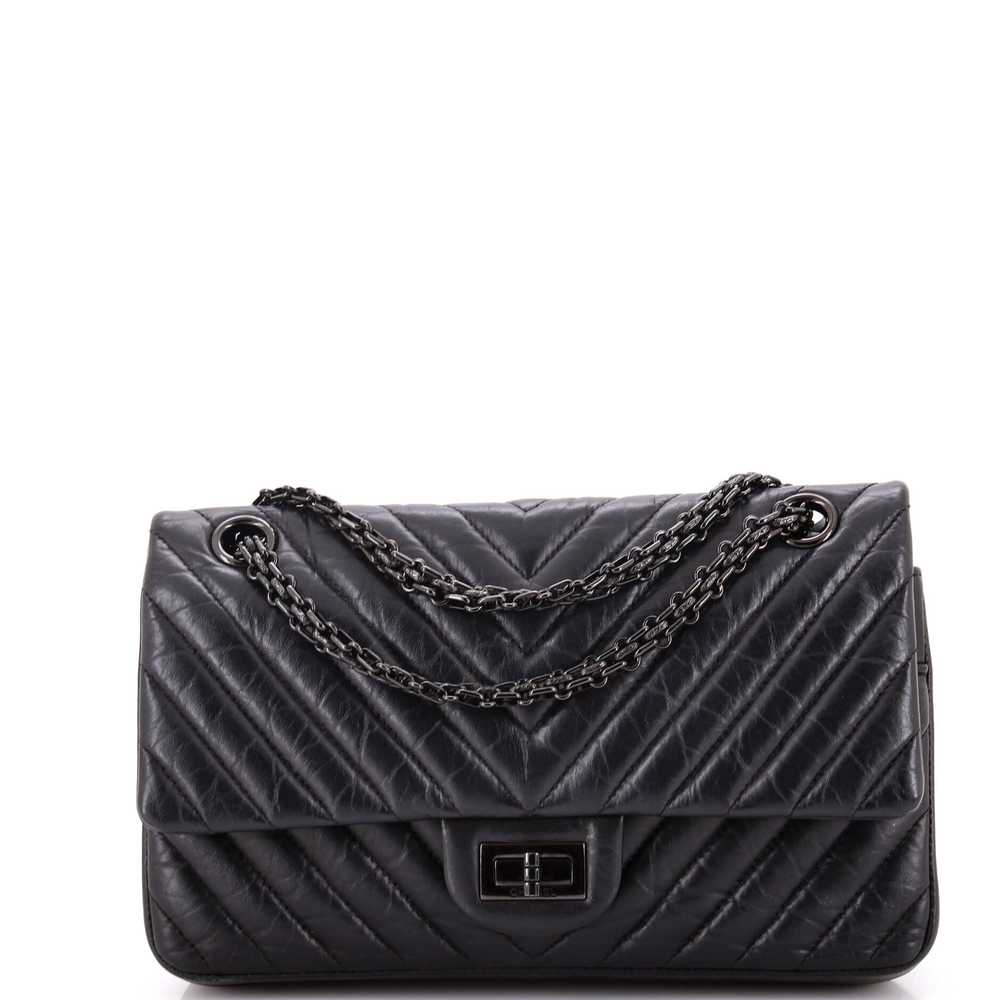 CHANEL So Black Reissue 2.55 Flap Bag Chevron Age… - image 1