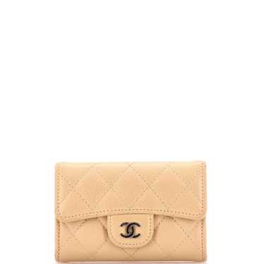 CHANEL Classic Flap Card Case Quilted Caviar