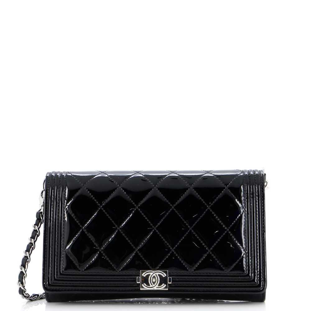 CHANEL Boy Wallet on Short Chain Quilted Patent - image 1