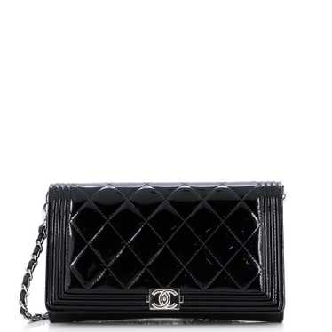 CHANEL Boy Wallet on Short Chain Quilted Patent - image 1