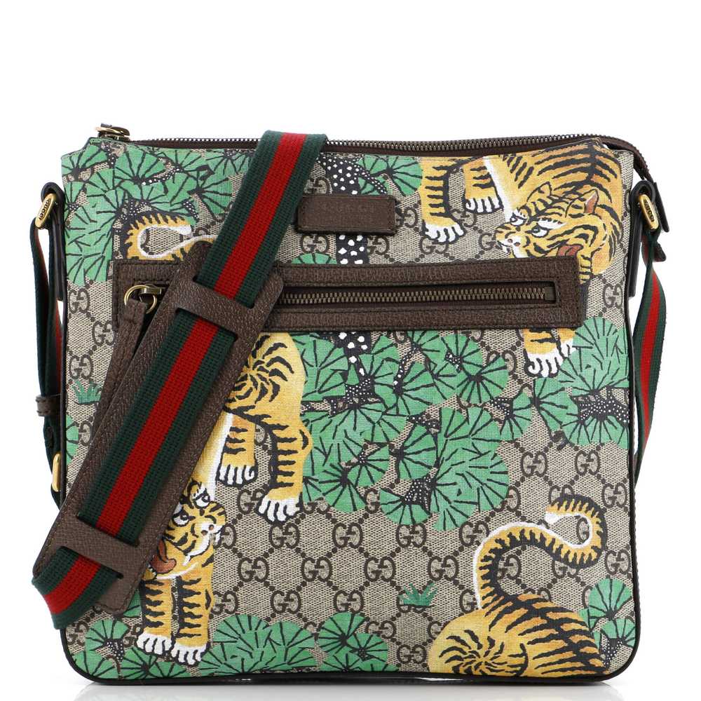 GUCCI Front Zip Messenger Bengal Print GG Coated … - image 1