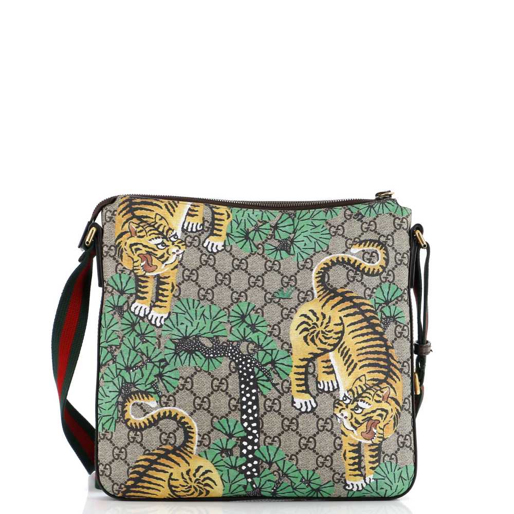 GUCCI Front Zip Messenger Bengal Print GG Coated … - image 3