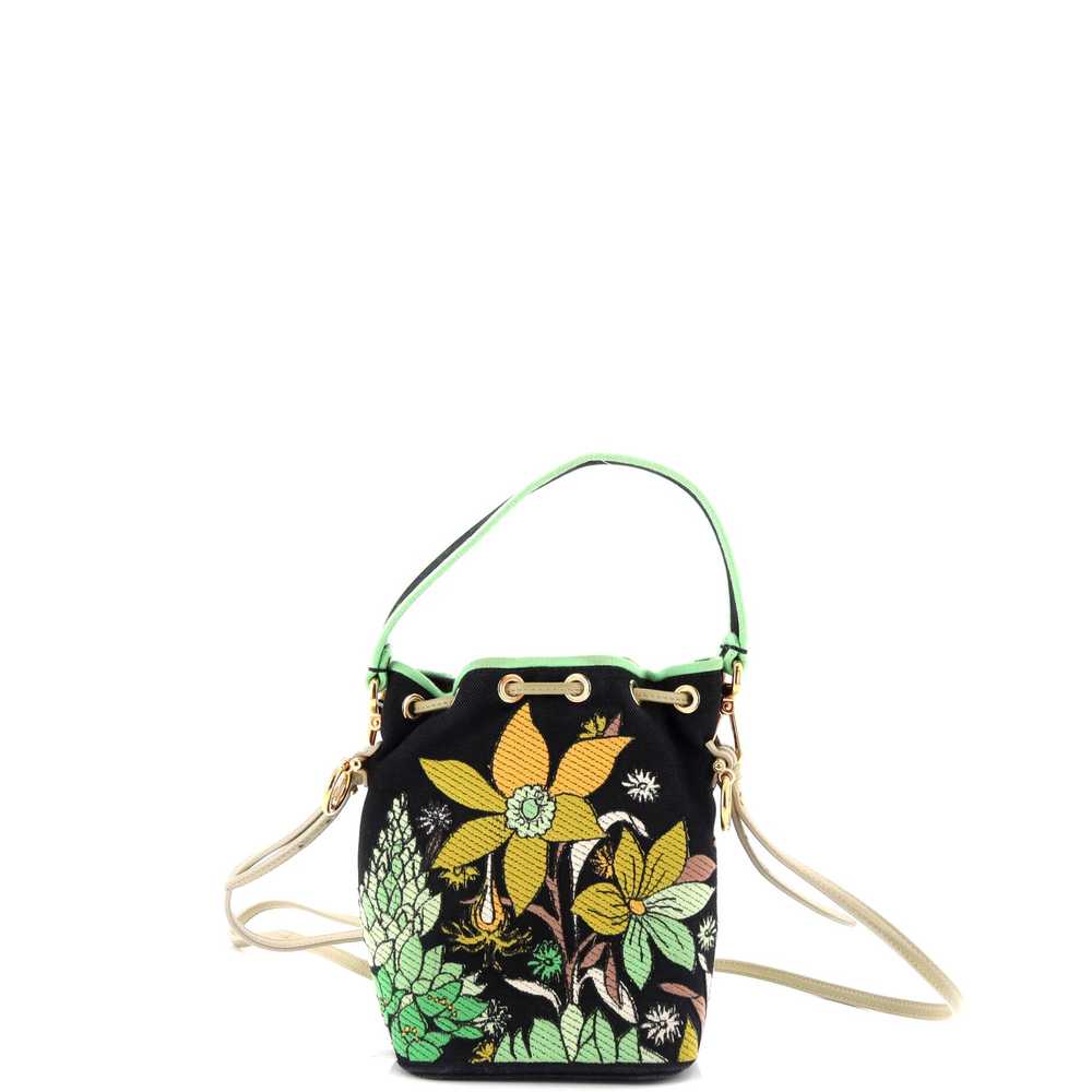 FENDI Mon Tresor Bucket Bag Embroidered Canvas Mi… - image 3