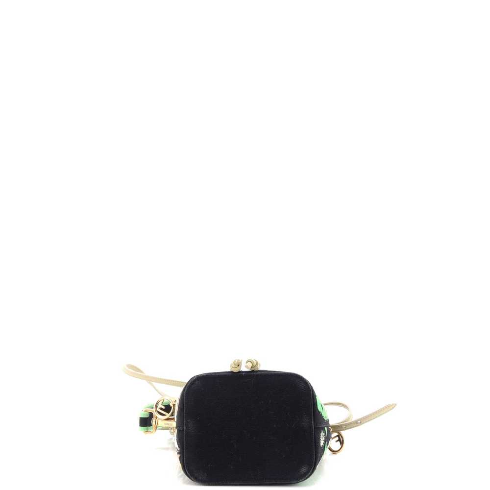 FENDI Mon Tresor Bucket Bag Embroidered Canvas Mi… - image 4