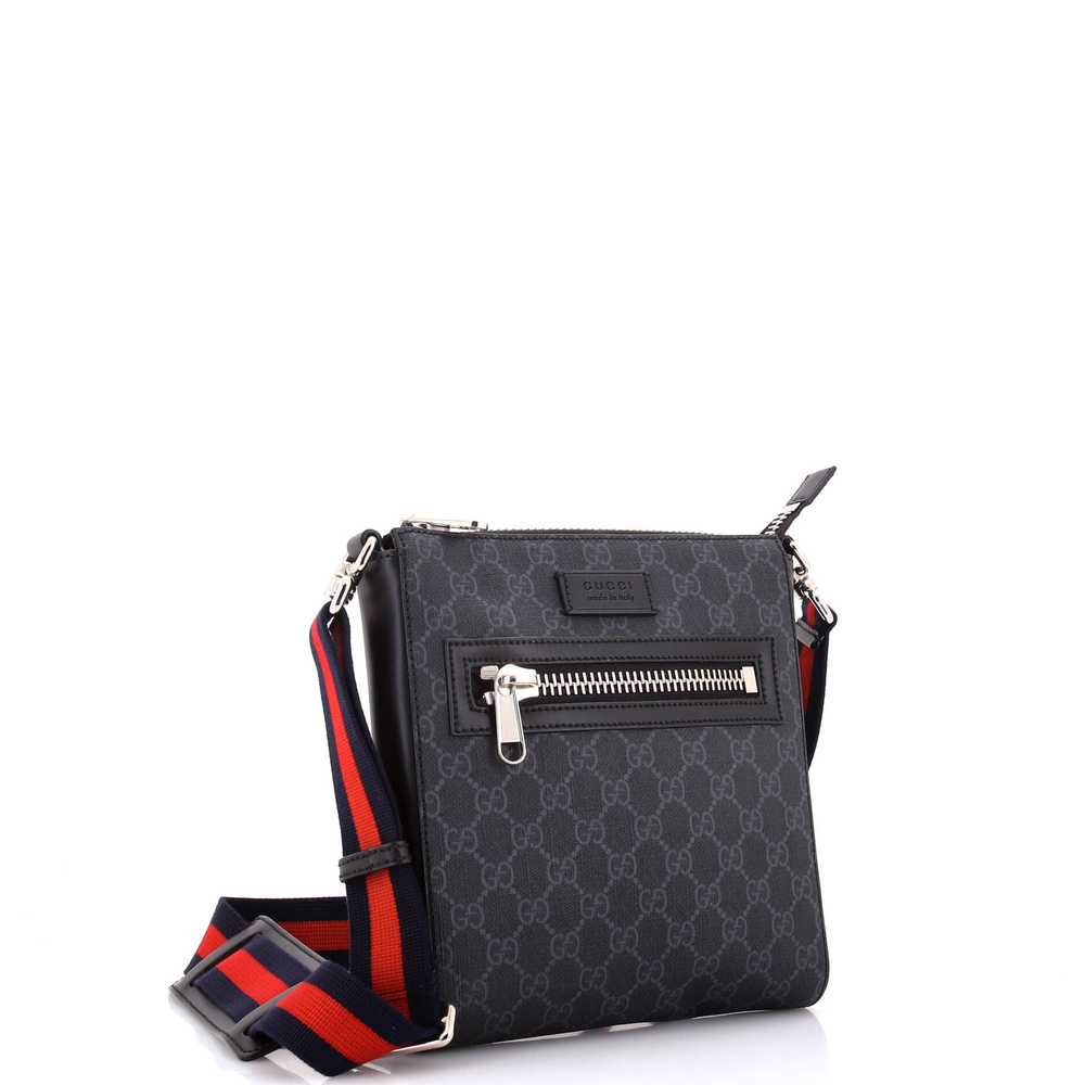 GUCCI Web Strap Front Zip Messenger Bag GG Coated… - image 2