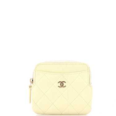 CHANEL Square Zip Around Card Holder Wallet Quilte