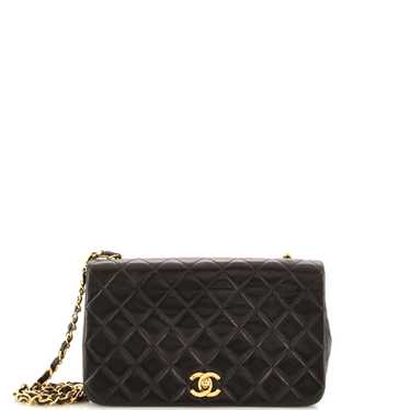 CHANEL Vintage Full Flap Bag Quilted Lambskin Medi