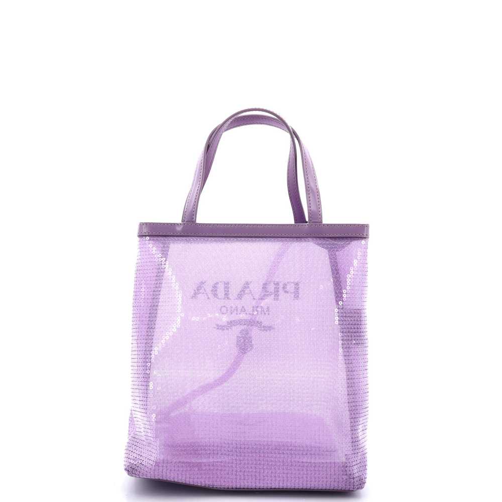 PRADA Logo Open Tote Sequined Mesh Small - image 4