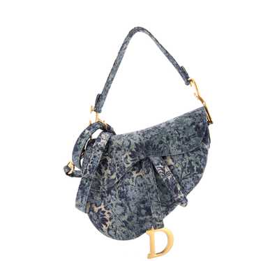 Christian Dior Saddle Handbag Printed Denim Medium