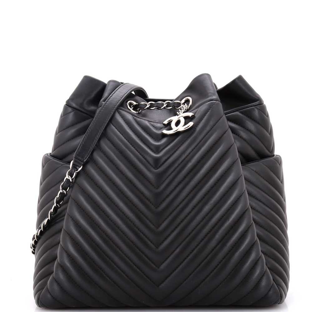 CHANEL Urban Spirit Drawstring Bag Chevron Calfsk… - image 1