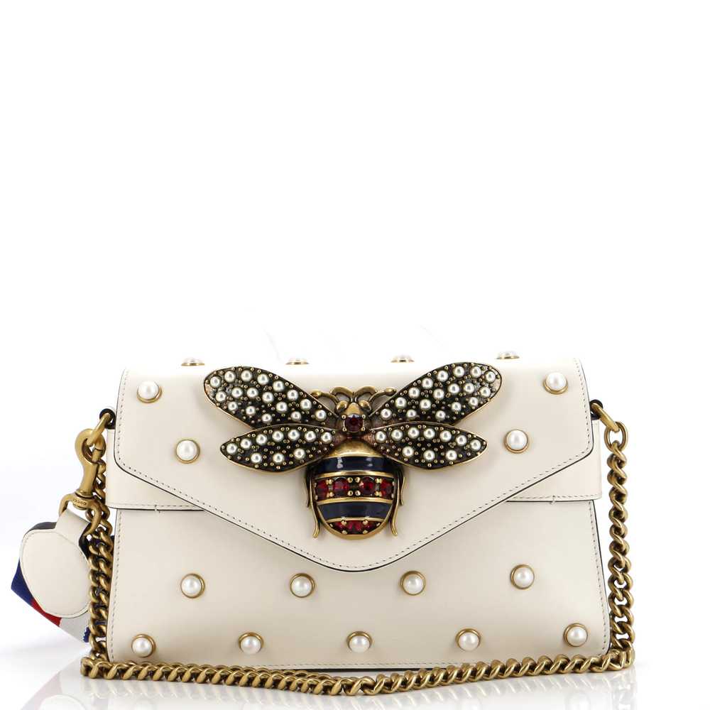 GUCCI Broadway Pearly Bee Shoulder Bag Embellishe… - image 1