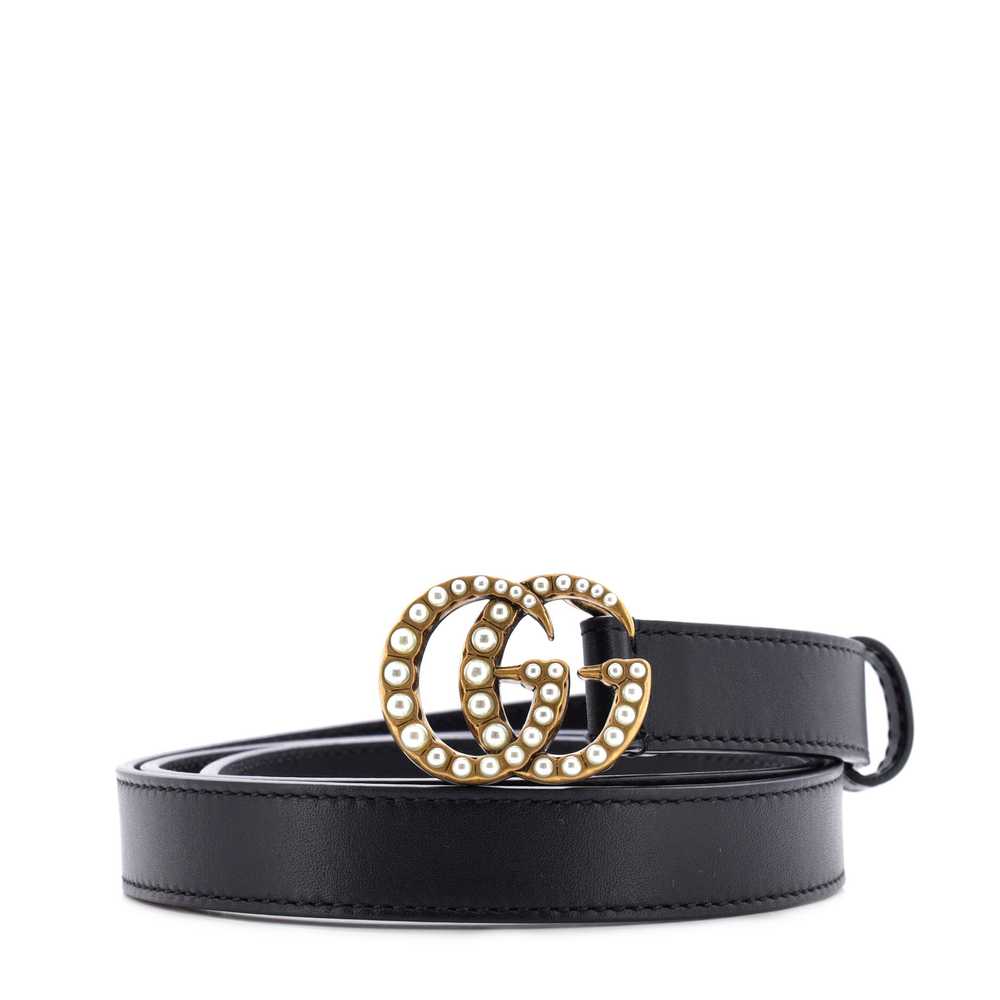 GUCCI Pearly GG Marmont Belt Leather Thin 85 - image 1