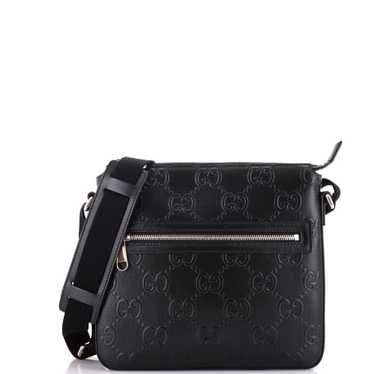 GUCCI Signature Zip Messenger Bag Guccissima Leath