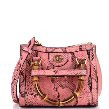 GUCCI Diana NM Bamboo Handle Tote Python Mini