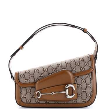 GUCCI Horsebit 1955 Asymmetric Shoulder Bag GG Can