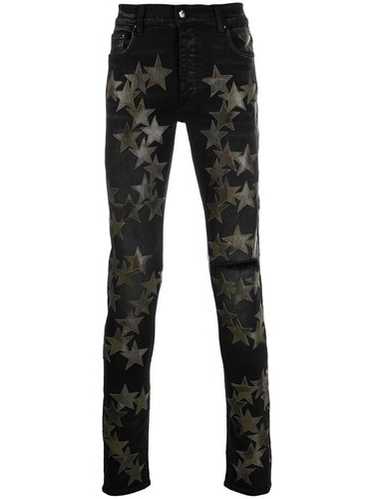 新品 AMIRI Chemist JEAN スター スキニー デニム 黒30 Amiri x Chemist Orange Leather Star Patch Jeans Aged Black