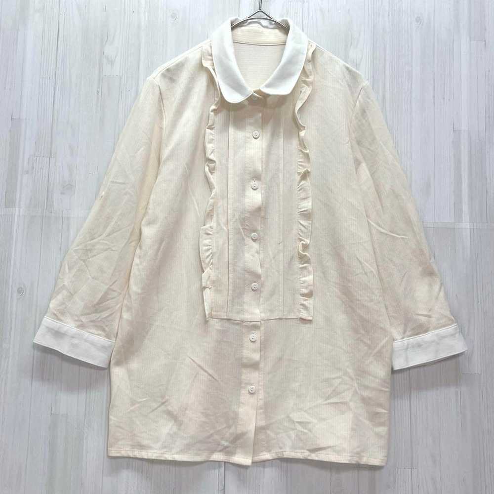 LaLa Stella Frill Blouse, Half Sleeve, Beige, Siz… - image 1