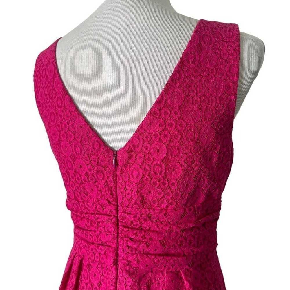 Trina Turk Pink Floral Lace Dress V Neck Ruched l… - image 10