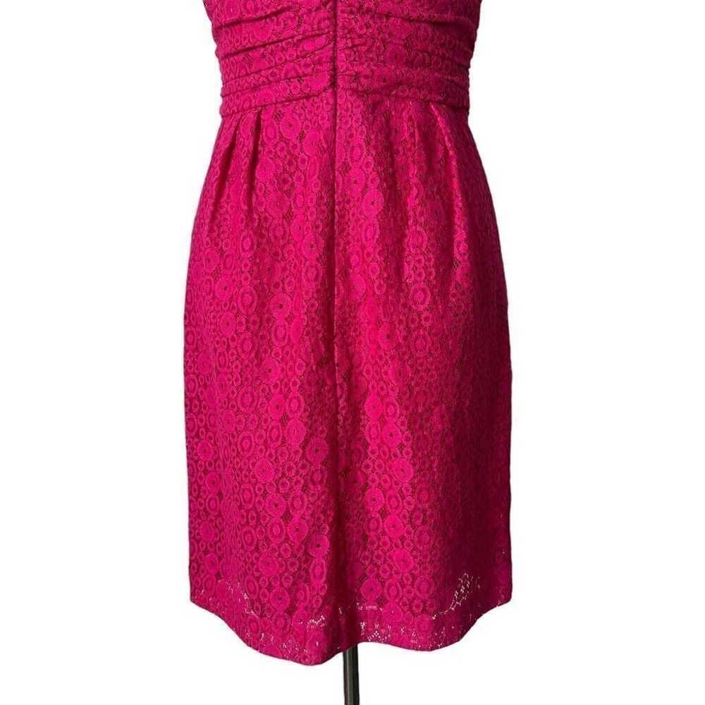 Trina Turk Pink Floral Lace Dress V Neck Ruched l… - image 12