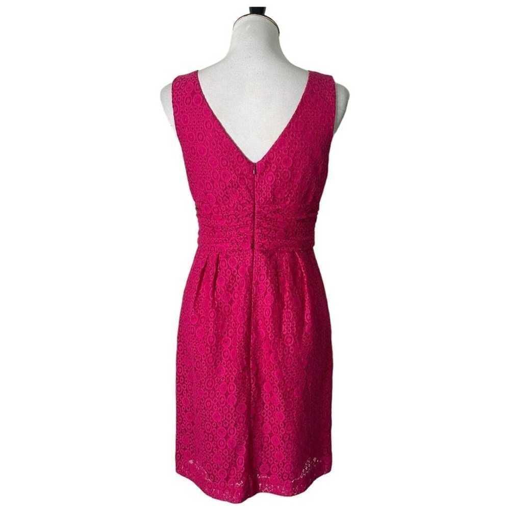 Trina Turk Pink Floral Lace Dress V Neck Ruched l… - image 2