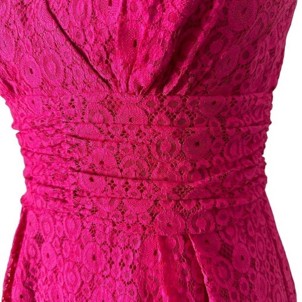 Trina Turk Pink Floral Lace Dress V Neck Ruched l… - image 4