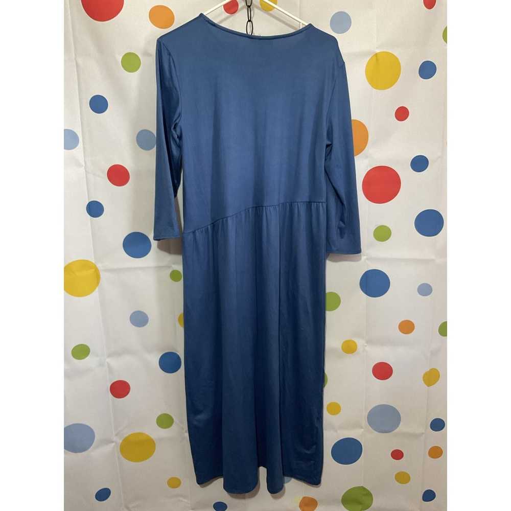 Serengeti Casual Blue Midi Dress size Medium 3/4 … - image 4